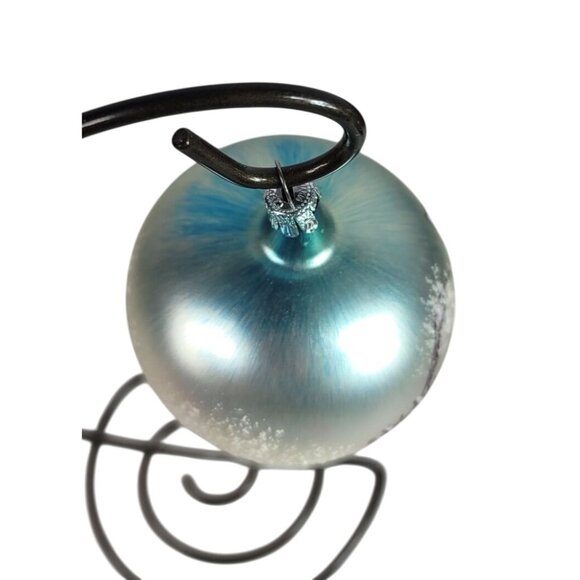Trim a Home Ornament Hand Painted Imported Glass Sparkle Snow Winter Vintage - Picture 5 of 10